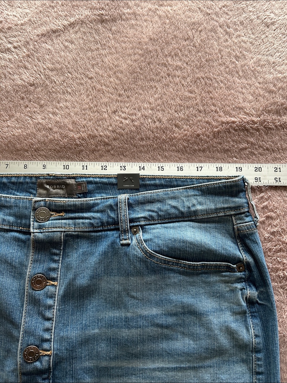 Womens Torrid Plus Size Denim Button-Front Mid Length Skirt - Size 16 - Picture 8 of 10